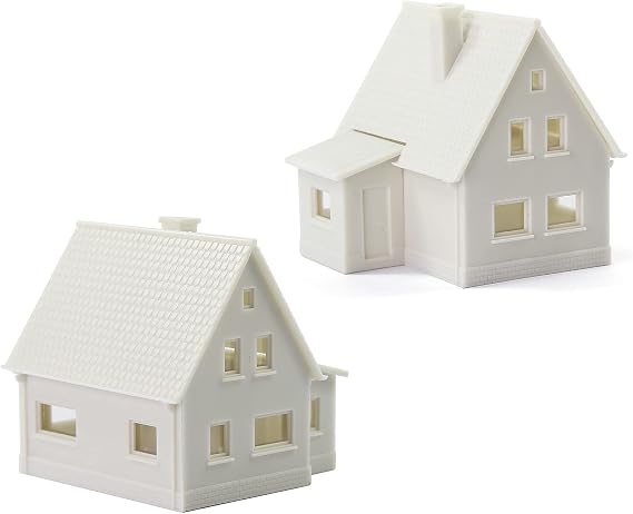 2 Sets N Scale 1:160 Model Blank Buildings Kit Unassembled House for Model Train Layout (B)