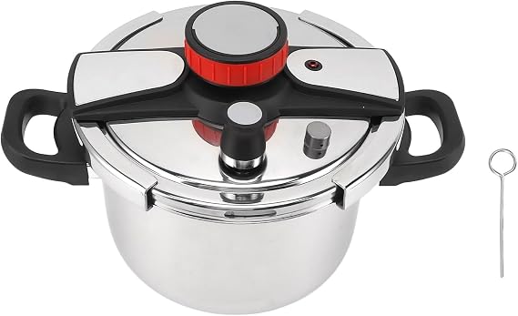 Luqeeg Stainless Steel Pressure Cooker, 100KPa Large Pressure Cooker, Multi Functional Explosion Proof Pressure Cooker Multi Cooker with Lid for Meat, Rice & Legumes (6L)