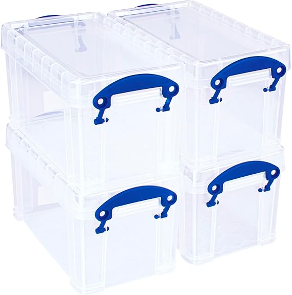 Really Useful Plastic Storage Box 2.1 Litre Clear (Pack of 4)