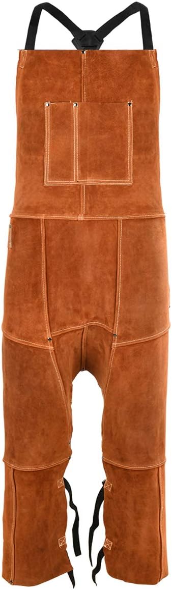 QeeLink Leather Welding Apron Split Leg, Protective Chaps for Men