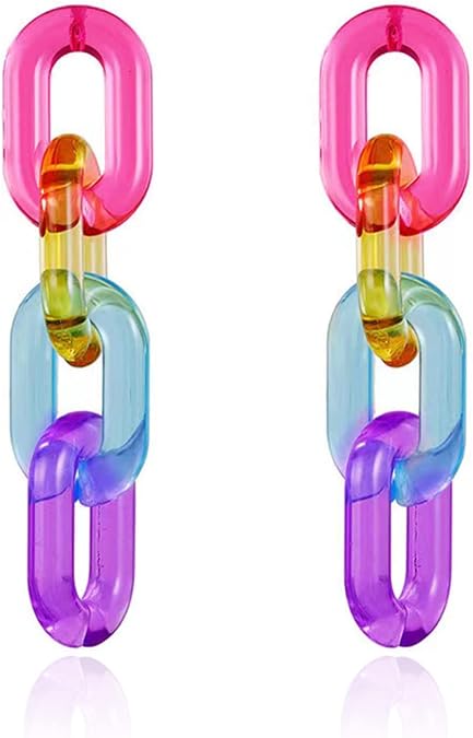 Minimalist paperclip Chain Dangle Earrings Acrylic Geometry Square Resin Tassel Drop Dangle Earrings Mottled Bohemia Statement link chain Earrings Fashion Jewelry for Women