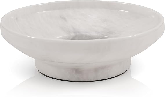 Marble Fruit Bowl 10" Inches White Handmade Decorative Bowl For Kitchen Counter, Ideal Key Holder, Candy Dish and Salad Serving Bowl For Modern Kitchen Décor