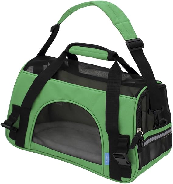 OxGord Pet Carrier Soft Sided Cat / Dog Comfort "FAA Airline Approved" Travel Tote Bag - 2015 Newly Designed, Small, Shamrock Green