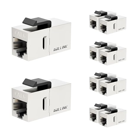iwillink 10Gbps CAT6 Coupler RJ45 Keystone Shielded Coupler 10-Pack, Ethernet Coupler, Female to Female Keystone Jack, STP Keystone Insert for Cat6/Cat5e Cable