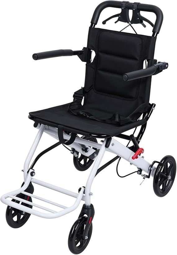 YOXIER Transport Chair,Portable Transit Travel Wheelchair, Folding Transport Wheelchairs for Adults and Seniors Support 180lbs,Folding Transport Wheelchair for Adults, Portable Travel Size 2