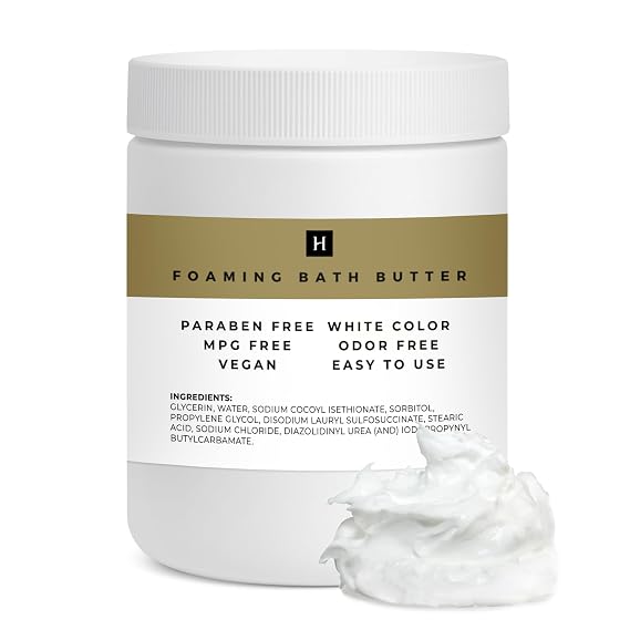 Foaming Bath Butter Base Whipped - Whipped Soap - 1lb Jar - HalalEveryDay - Vegan - 100% Pure Premium Quality Scrub Skin Body Shower Shave Wash Bath