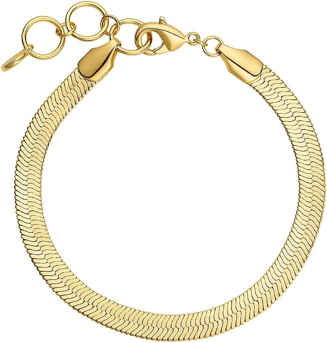 gorjana - Venice Bracelet 6 1/4" to 7 1/4" - 18k Gold-Plated Brass - Classic Herringbone Design - Layering with Other Jewelry - Timeless Elegance - Adjustable Comfortable Fit