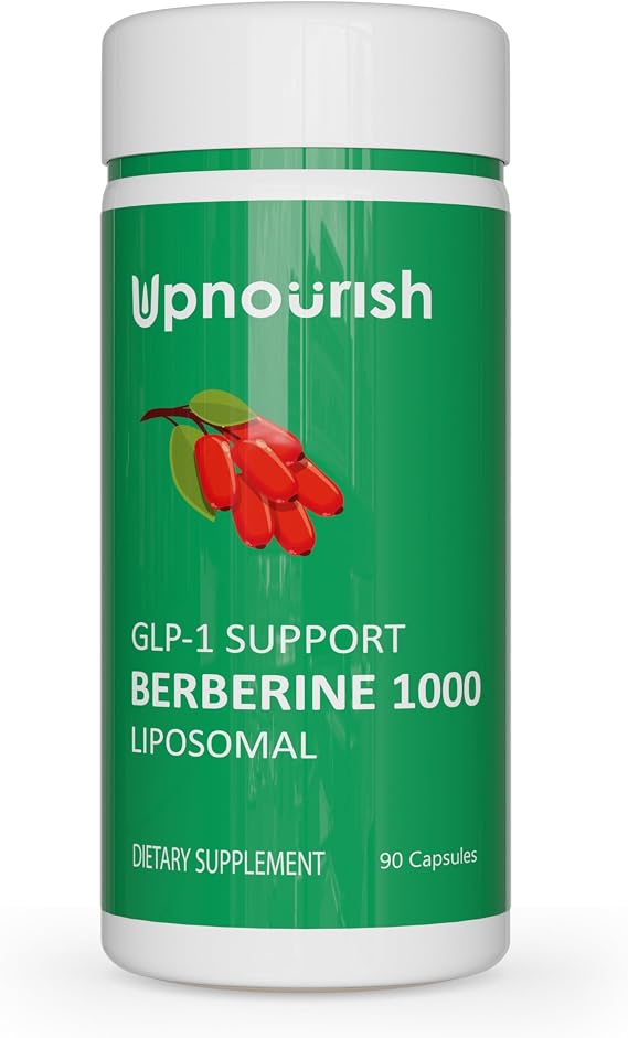 UpNourish Liposomal Berberine Supplement - Advanced Berberine HCl 1000mg Plus Ceylon Cinnamon, Chromium Picolinate, Curcuminoids, Resveratrol, Green Tea and Yerba Mate - 90 Vegan Capsules