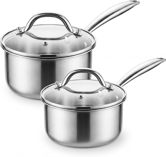 Tri-Ply Stainless Steel Pot 1.5Qt & 2.5Qt with Lids
