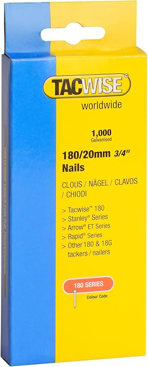 Tacwise 360 180/20mm 18G Nails for Nail Gun (1000), Silver