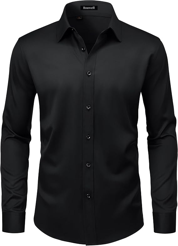 Mens Wrinkle Free Dress Shirts Regular Fit Long Sleeve Non Iron Business Casual Wedding Stretch Button Down Shirt