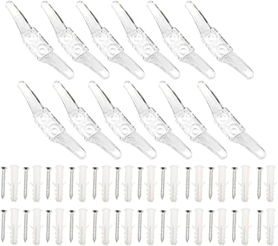 12pcs Blind Cord Cleats Transparent Window Cleats Blind Cord Winders Safety Rope Cleats with Screws for Home Office Window Blinds Curtains Sun Shades Ropes