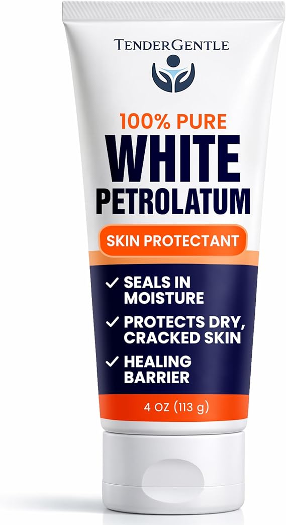 White Petroleum Jelly Squeeze Tube - 4 oz of Petrolatum for Minor Wounds and Diaper Rashes - Good for Chapped Lips from Dry Weather
