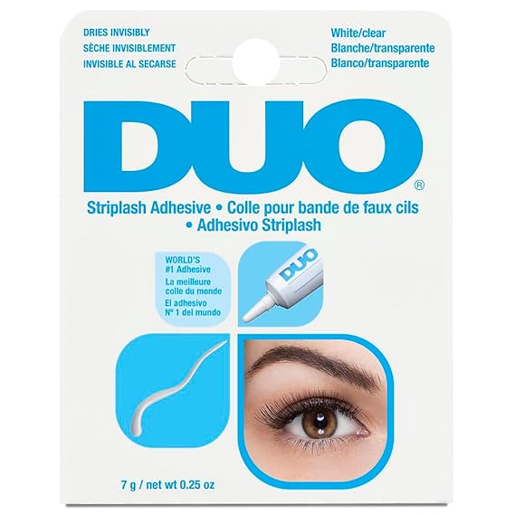 DUO Strip Lash Adhesive Clear/White Long-Lasting Eyelash Glue for False Lashes, Strong Hold Lash Glue Dries Invisible, 0.25 oz