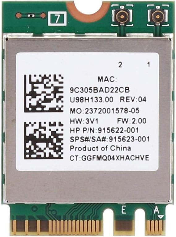 ASHATA WLAN Card Card,Network Card RTL8822BE Band 2.4G/5G M.2 Interface Support for Bluetooth 4.2,Support for 7, for 8 and for 10 System