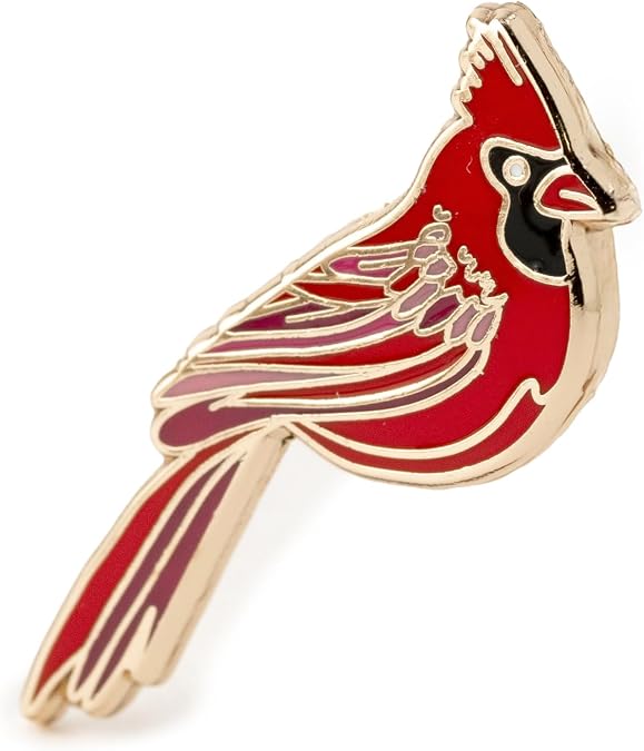 Red Cardinal Pin Red Cardinal Gifts, Bird Lapel, Birdwatching Gifts, Holiday, Nature-Inspired Wildlife-Themed Holiday Pin, Bird Lover Decorative Jewelry