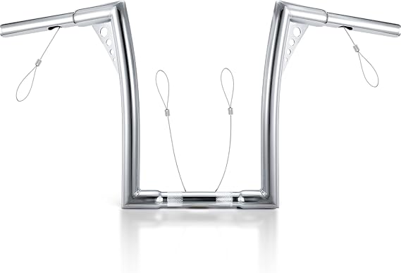 MoKitDora Sportster Dyna Softail Road King Road Glide Ape Hanger Handlebar 12 Rise 1-1/4 Fat 1" Clamp Apes Z Bars for Harley XL883 1200, Chrome