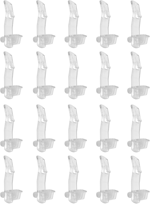 20Pcs Clear Plastic Locking Shelf Support Pegs: Easy Install Pin Clips & Self - Locking Brackets for Furniture, Bookshelf, Closet & Cabinet Shelves
