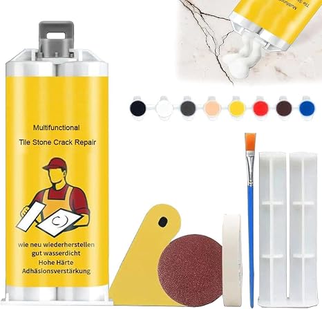 Multifunctional Tile Stone Crack Repair Kit, Tile Granite and Marble Repair Kit,Porcelain Repair Kit, Tile and Ceramic Glaze Repair Paste, for Fix Cracked Bathtub Chip Countertop Porcelain