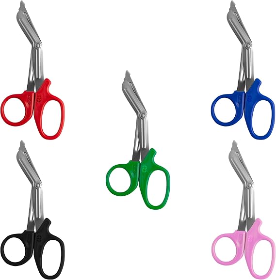 Utility Scissors, EMT and Trauma Shears, Titanium Bandage Shears Bent Stealth tuff Cut for Nursing Scissor, Students, Emergency Room First AID (7.5", Green)