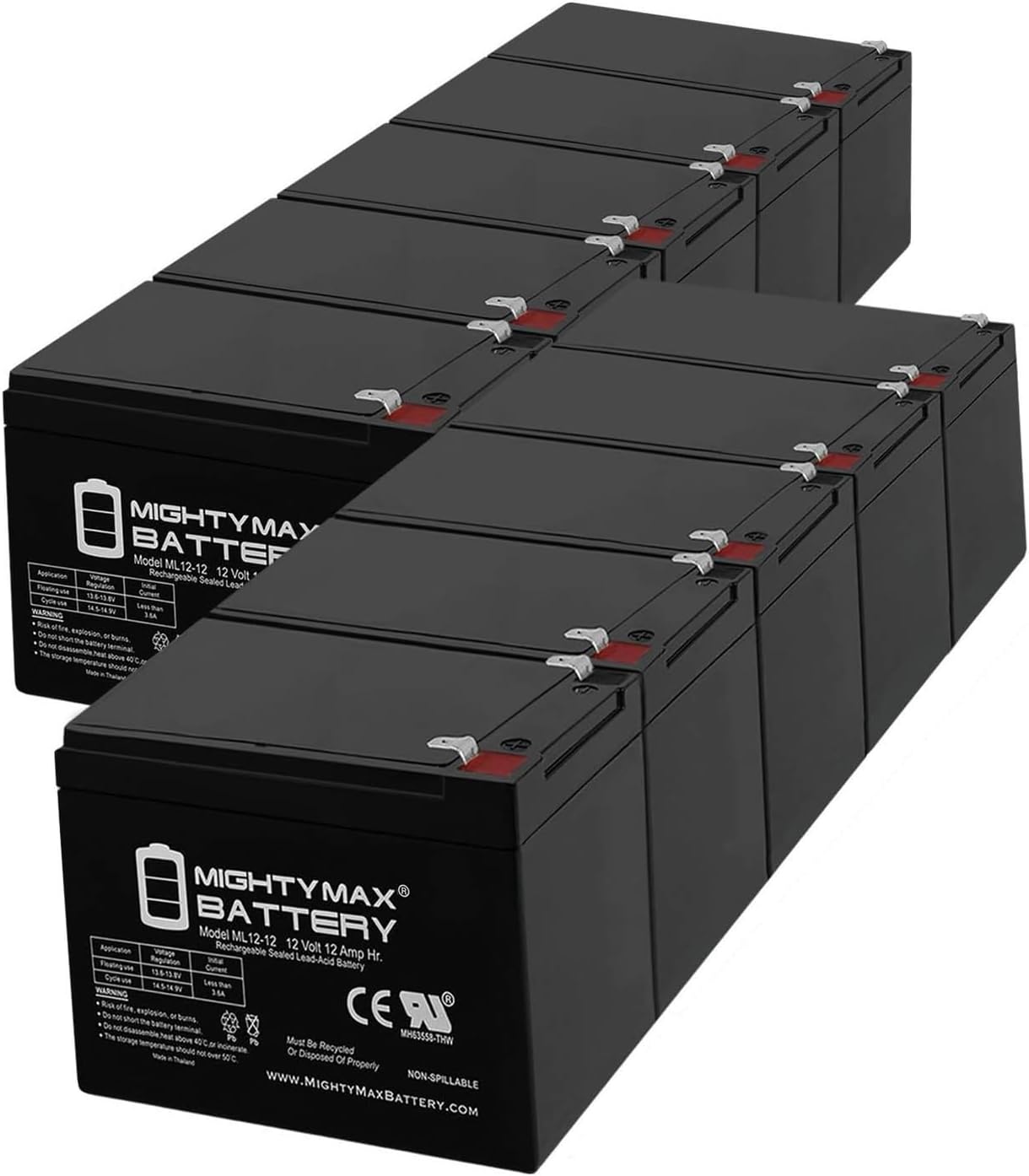 Mighty Max Battery 12V 12AH Battery Replaces ALEKO AC2200 Solar Gate Opener - 10 Pack