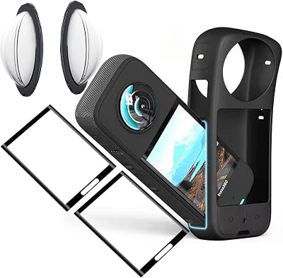 Sticky Lens Guard Set Silicone Case Screen Protector for Insta360 X3 X 3 Accessories Kit Anti-Scratch Tempered Glass Protective Film Soft Bag Sleeve Cover
