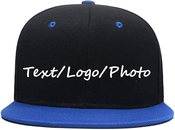 HYN Custom Personalized Text Hat/Cap Flat Bill Snapback Hip-Hop Hat Snapback Closure (A-bule2)