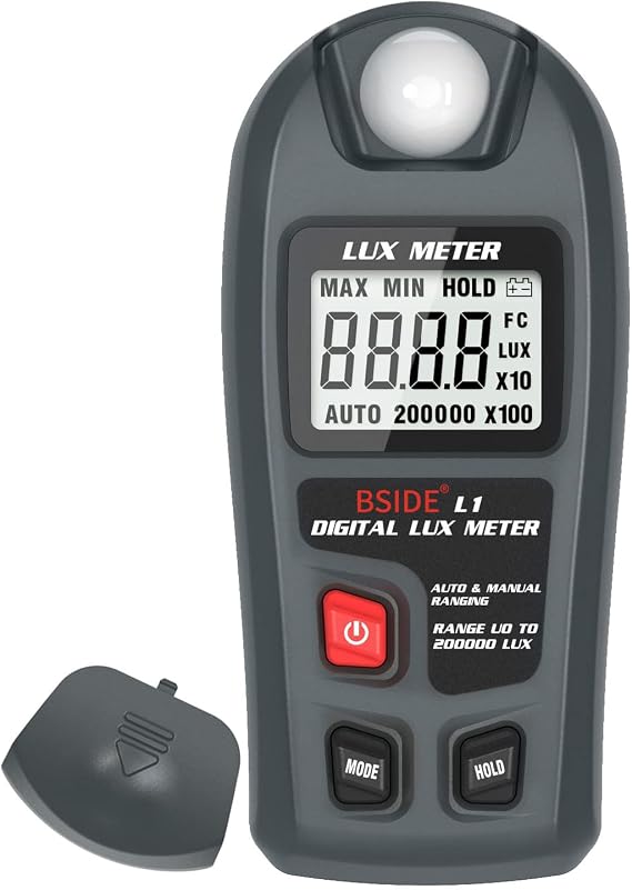 BSIDE Digital Light Meter Lux Tester Illuminance Luxmeter, 0-200,000 Lux Portable Environment Luminometer Photometer for Garden Film Indoor Classroom Plants LED Grow Light Photography