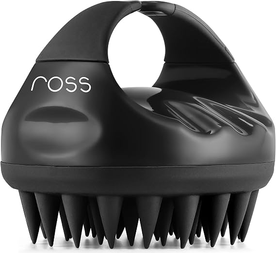 Ross Hair Scalp Massager Shampoo Brush with Soft Silicone Bristles for Anti Dandruff, Exfoliating with Scalp Care Manual Head Massager, 1 Count (Pack of 1) (Style 1, Black)