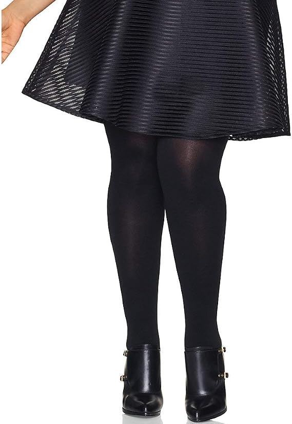 Hanes Curves Women's Plus Size Blackout Tights, Same to Waist, Sheer Toe, Moisture Wicking, Black