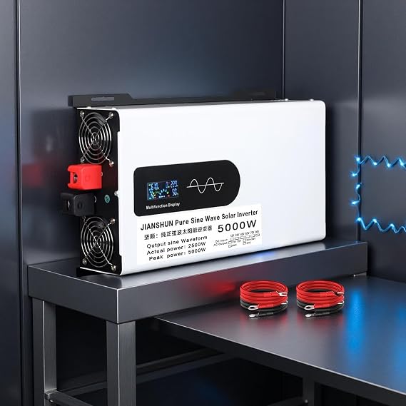 2025 Latest Upgraded Model 5000 Watt Pure Sine Wave Power Inverter 12V,24V,48V,72V DC to 110V 220V AC with Hardwire Terminals for Off Grid Solar System Boats Campers,48V-5000W