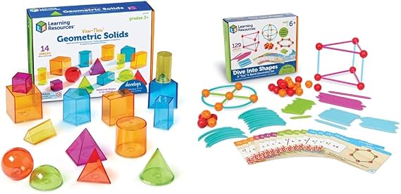 Learning Resources View-Thru Geometric Solids, Dive into Shapes! A Sea of Buildable Geometry, Develops Shape Recognition
