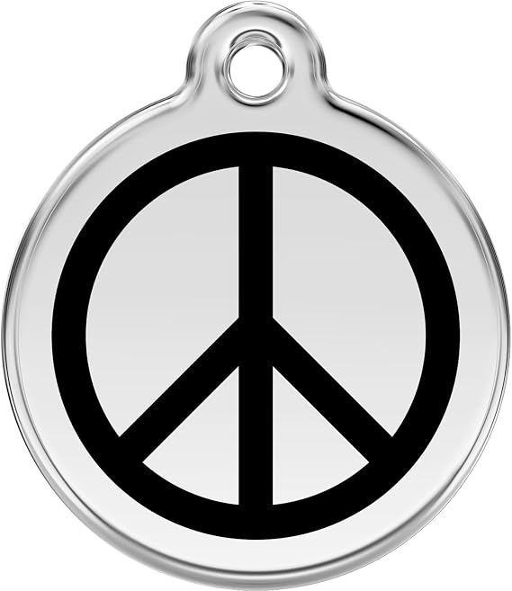 Red Dingo Personalized Peace Pet ID Dog Tag (Medium Black)
