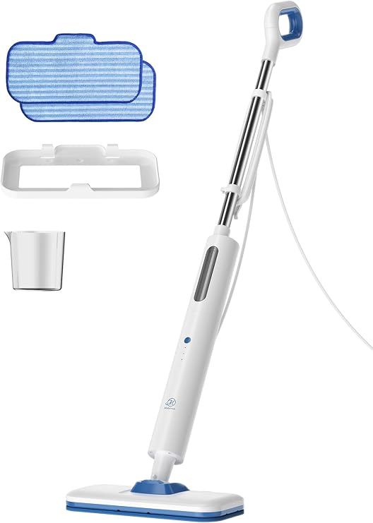 Steam Mop for Floor Cleaning,15-Second Setup,Chemical-Free Floor Cleaner for Hardwood,Laminate,Tile&Greasy Spots.Ergonomic Design with Hands-Free Standing,3 Steam Settings,Reusable Washable Pads