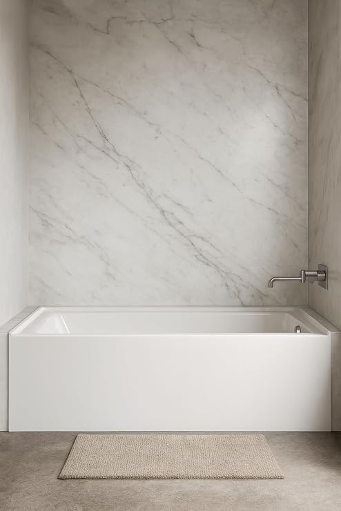 Carver Tubs - ALR6032 - Alcove Acrylic Fiberglass Soaking Bathtub for Bathrooms, w/Right Hand Chrome Drain - Modern White Rectangle Acrylic Tub - Deep Relaxing Soak - 60" L x 32" W x 21.75" H