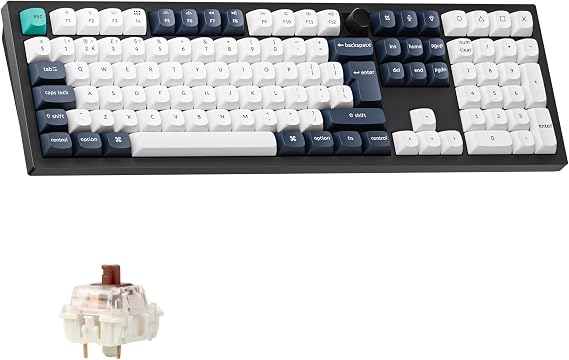Keychron Q6 Max Wireless Mechanical Keyboard, QMK Bluetooth/2.4 GHz/Wired, Full Size Programmable Knob RGB Backlit Hot-Swappable Gateron Brown Tactile Switch for Mac Windows Linux(UK Layout) - Black