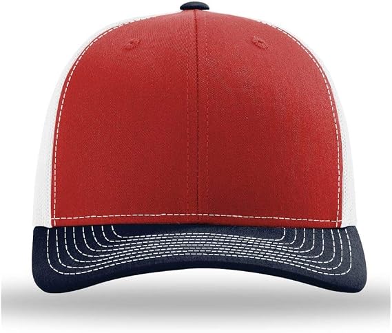 RICHARDSON 112 Trucker Snapback Cap Red/White/Navy Adjustable