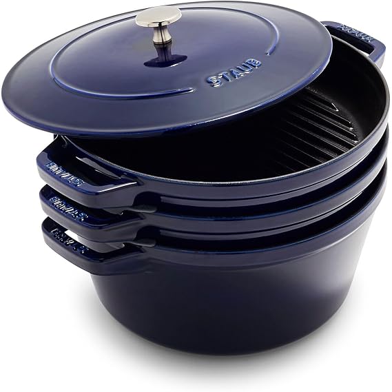 Staub Cast Iron 4-pc Stackable Set - Dark Blue