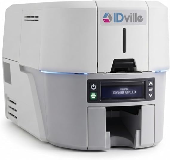 IDville ID Maker Apollo 2 Sided ID Card Printer High Resolution 300 DPI PVC Badge Printer, Fast 225 Cards/Hour Output Printer Only
