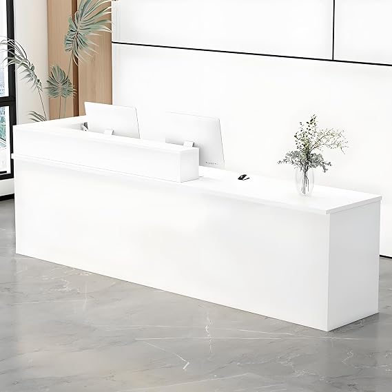Reception Desk with Counter, Modern Front Desk with Storage, Cashier Counter for Office, Salon, Boutique, Coffee Shop, Store, Multiple Sizes & Colors