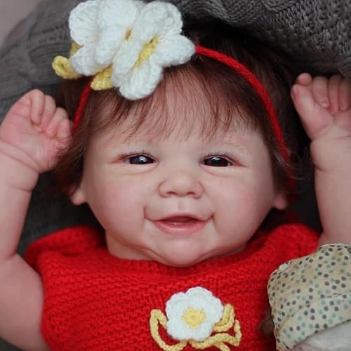 Angelbaby Cute Reborn Lifelike Baby Dolls 19 Inch Sweet Smile Realistic Newborn Girl Doll Handmade Real Cute Baby Feeling Bebe Reborns with Accessories for Kids