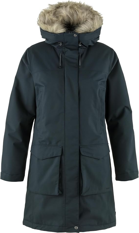 Fjallraven Nuuk Lite Parka Women's Winter Jacket, Dark Navy, L | Waterproof, Breathable, 10000mm Water Column, Synthetic Fill, Adjustable Hood, Regular Fit
