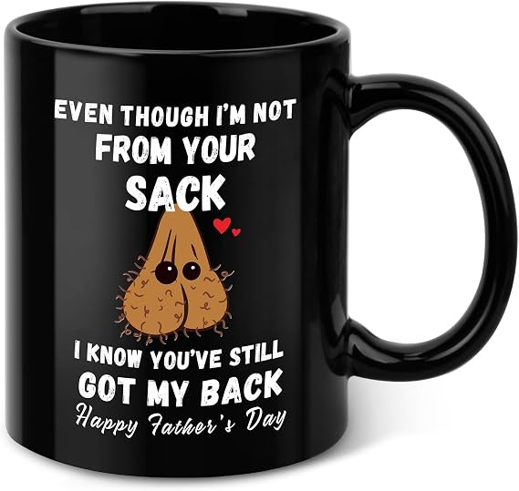 Funny Gifts for Husband Dad from Daughter Wife-11 OZ Black Coffee Mug | Stocking Stuffers for Fathers Day,Xmas,Birthday, Anniversary Gag Presents Ideas for PaPa Step Dad Him from Son