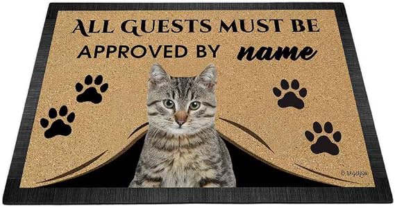 All Guests Must be Approved Doormat with My Love Dog Cat Welcome Floor Mat Custom Name 35.4 x 23.6