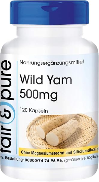 Wild Yam 500mg contains wild yam root extract standardised to 20% diosgenin vegan without magnesium stearate 120 wild yam capsules