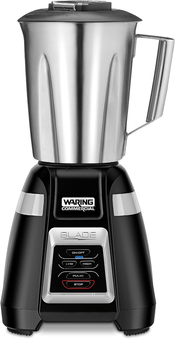Waring Commercial BB320S Blade 1 HP Blende,r Touchpad Controls with 48 oz Stainless Steel Container, 120V, 5-15 Phase Plug, Black | 1.5 Horsepower