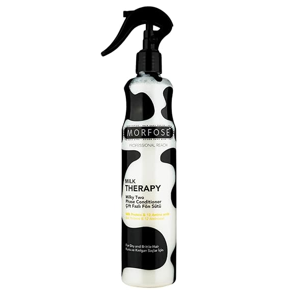 Morfose Professional Two Phase Leave-in Conditioner for Dry, Damaged, or Brittle Strands, Repairs and Protects, Damage, and Split Ends, 13.52 Fl Oz (Milk Therapy)