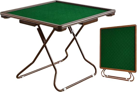 Mahjong Table,Mahjong Table Foldable, Square 4 Player Card Game Table With Cup Holders & Drawer, Portable Folding Mahjong Table,For Camping Picnic Party RoseGold