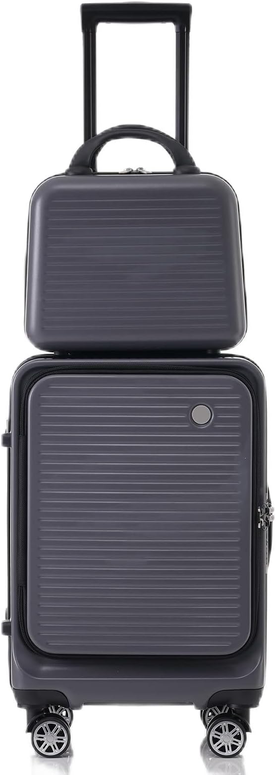 20inch Suitcase Hardshell Luggage With Front Pocket And USB Port 360 Spinner Wheels Lightweight Case For Outdoor Travel Camping Women Men Gray One size