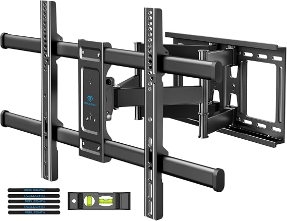 PERLESMITH Full Motion TV Wall Mount for Most 37-82 inch TVs up to 132 lbs, TV Mount with Dual Articulating Arms with Tilt and Extension, Fits 12 16 Studs, Max VESA 600x400mm, PSLFK1